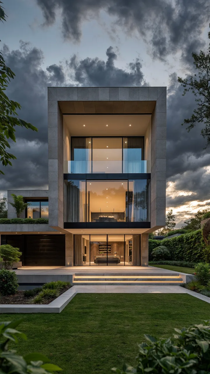 AI-generated modern home at golden hour